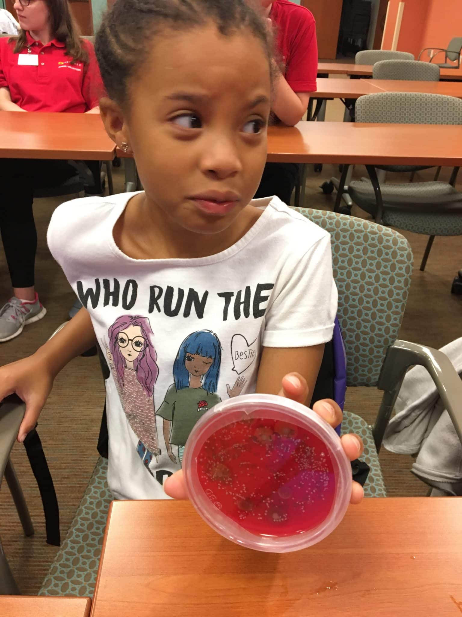 Student is not pleased with the amount of bacteria grown!